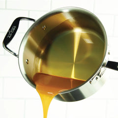 D5 Stainless Polished 5-ply Bonded Cookware, Sauce Pan with lid, 4 quart