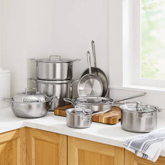 D5 Stainless Brushed 5-ply Bonded Cookware Set, 14 piece Set