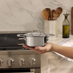 Stainless Steel Mini Ovenware, Covered Dutch Oven, 0.5 Quart
