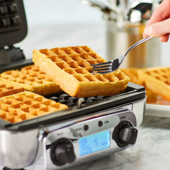 Gourmet Stainless Steel Digital Waffle Maker with Removable Plates; 4 slice