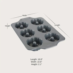 Pro-Release Nonstick Bakeware, Mini Fluted Cake Pan, 6 Cup