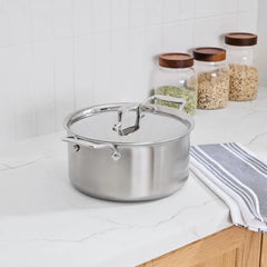 D5 Stainless Brushed 5-ply Bonded Cookware, Stockpot with lid, 8 quart