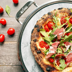 Specialty Cookware, Pizza Baker 13 inch Stone with serving tray and pizza cutter