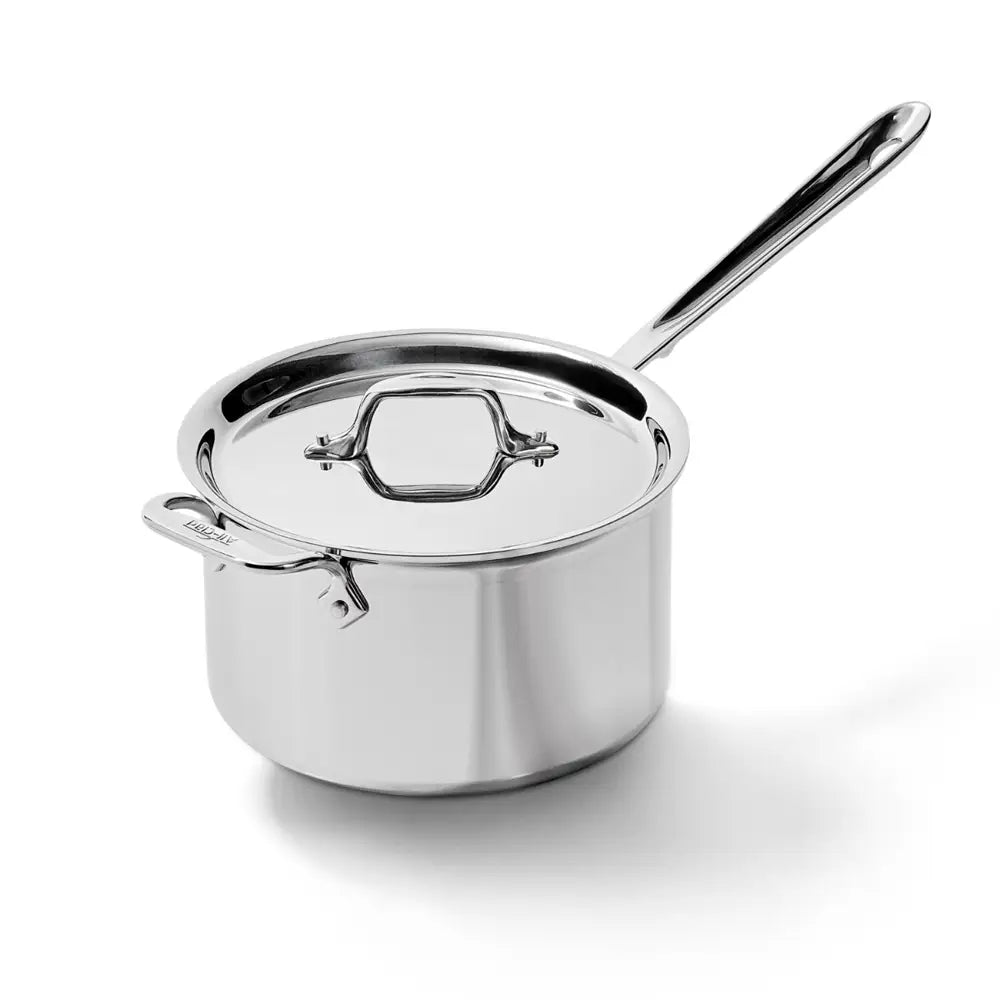 D3 Stainless 3-Ply Bonded Cookware, Sauce Pan with Lid, 4 quart
