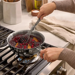 D3 Stainless 3-ply Bonded Cookware, Saucier with Whisk, 2 quart