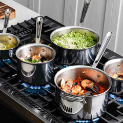 D3 Stainless 3-ply Bonded Cookware, Sauce Pan with lid, 1 quart