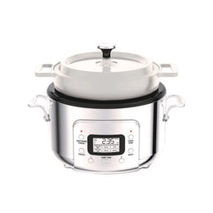 Stainless Steel 6-in-1 Digital Slow Cooker with Removable Cast Iron Pot, 5 quart