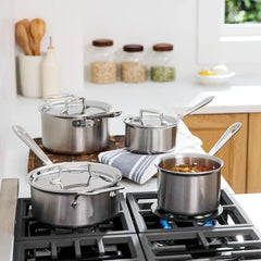 D5 Stainless Brushed 5-ply Bonded Cookware, Sauce Pan with lid, 3 quart