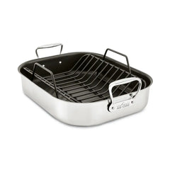 Specialty Cookware, Stainless Steel Nonstick Large Roaster with rack, 13 x 16 inch