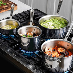 D3 Stainless 3-ply Bonded Cookware, Sauce Pan with lid, 1.5 quart