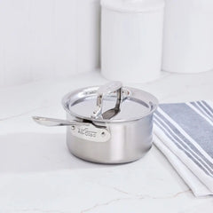 D5 Stainless Brushed 5-ply Bonded Cookware, Sauce Pan with lid, 1.5 quart