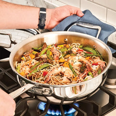 D5 Stainless Polished 5-ply Bonded Cookware, Essential Pan with lid, 4 quart