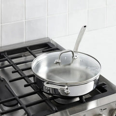 D3 Stainless Everyday 3-ply Bonded Cookware, Sauté Pan with Glass lid, 3 quart