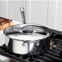 D3 Stainless 3-ply Bonded Cookware, Deep Saute Pan with lid, 6 quart