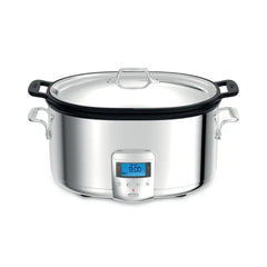 Stainless Steel Digital Slow Cooker; Nonstick Ceramic Coating; 7 quart