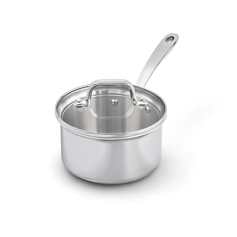 D3 Stainless Everyday 3-ply Bonded Cookware, Sauce Pan with Glass lid, 1.5 quart