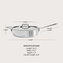 D5 Stainless Polished 5-ply Bonded Cookware, Essential Pan with lid, 6 quart