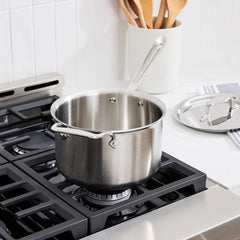 D5 Stainless Brushed 5-ply Bonded Cookware, Sauce Pan with lid, 4 quart
