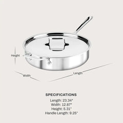 D5 Polished 5-ply Bonded Cookware, Sauté Pan, 5 quart
