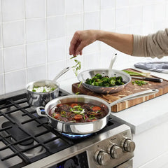 D3 Stainless Everyday 3-ply Bonded Cookware, Sauté Pan with Glass lid, 3 quart