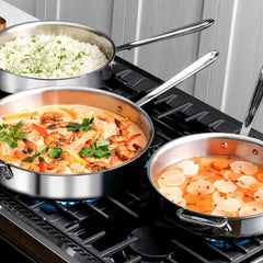 D3 Stainless 3-ply Bonded Cookware, Deep Saute Pan with lid, 6 quart