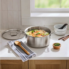 D5 Stainless Brushed 5-ply Bonded Cookware, Stockpot with lid, 8 quart