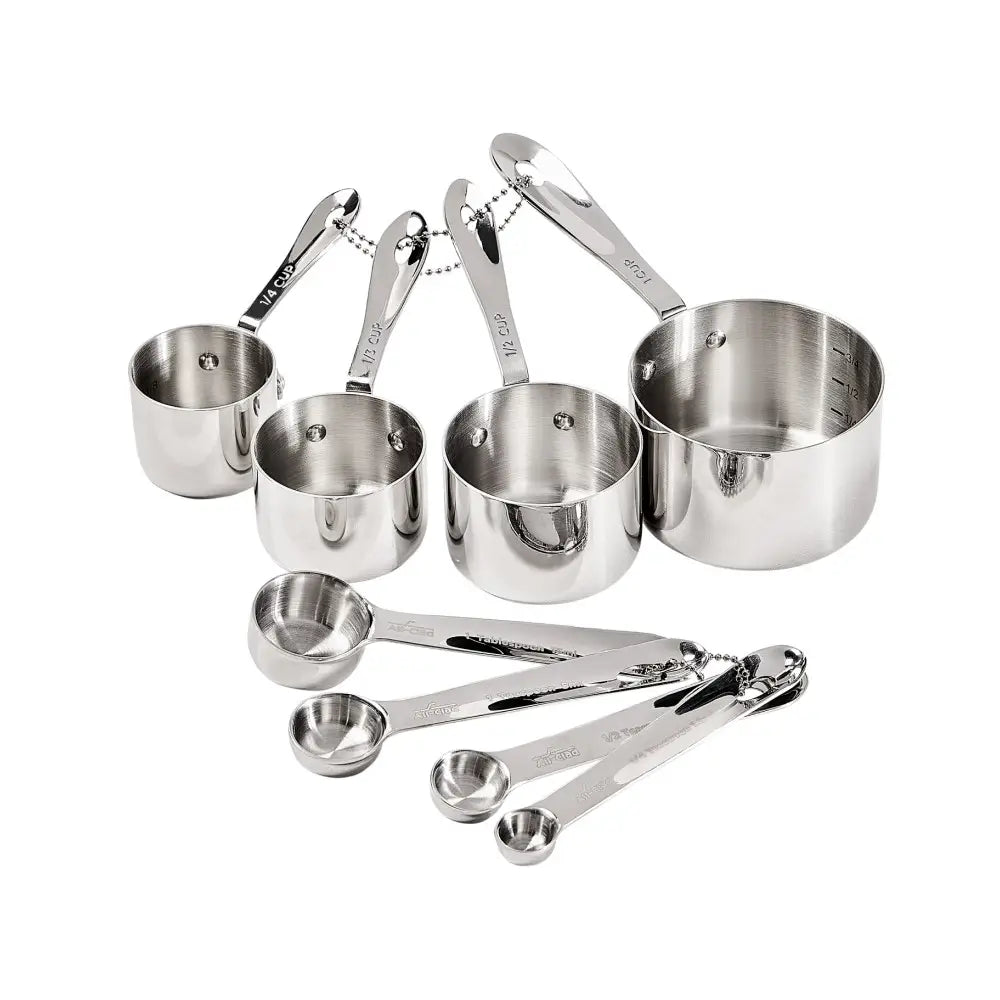 Stainless Steel Measuring Cups &amp; Spoons Set, 8 Piece