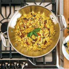 D5 Stainless Brushed 5-ply Bonded Cookware, Universal Pan with lid, 4.5 qt