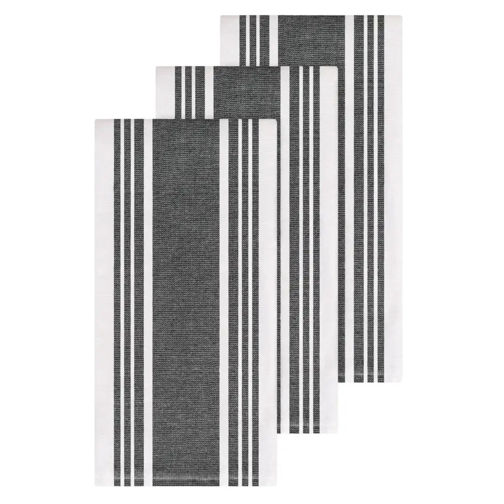 Dual Kitchen Towel Set; Black; 3 pieces