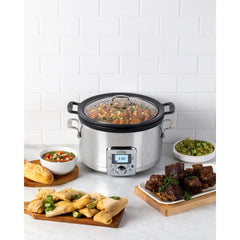 Gourmet Plus Stainless Steel 7-in-1 Slow Cooker, Nonstick Ceramic Coating, 5 quart