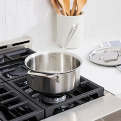 D5 Stainless Brushed 5-ply Bonded Cookware, Sauce Pan with lid, 3 quart