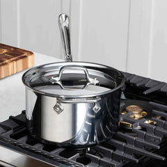 D3 Stainless 3-Ply Bonded Cookware, Sauce Pan with Lid, 4 quart
