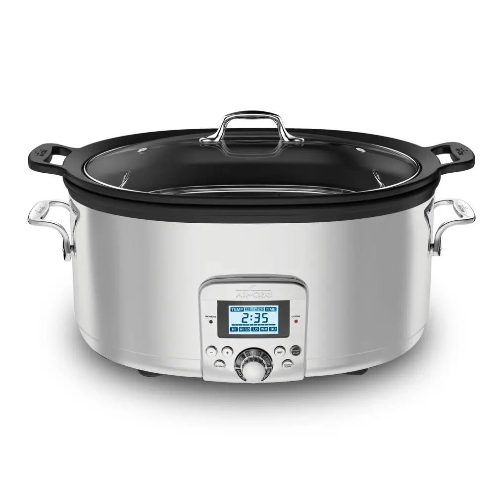 Gourmet Plus Stainless Steel 7-in-1 Slow Cooker, Nonstick Ceramic Coating, 7 quart